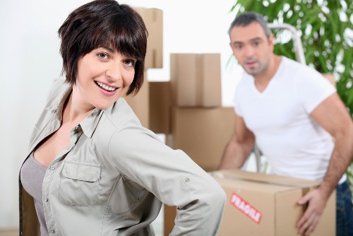 Same day moving service with boxes and furniture ready for transport